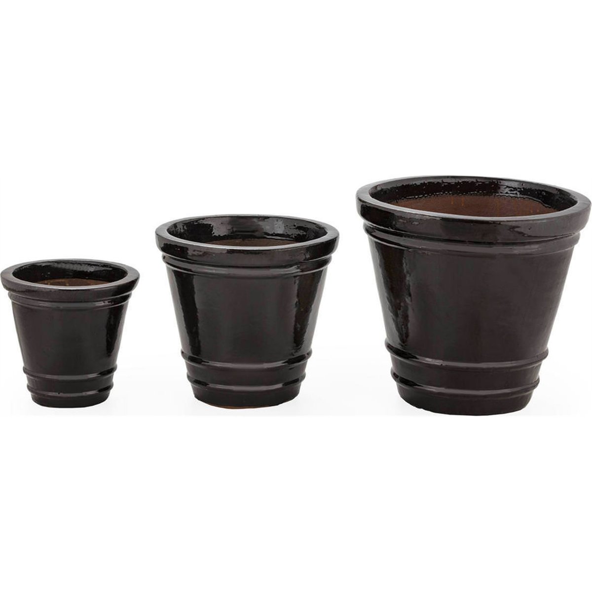 Pot de fleurs en grès (lot de 3) noir, RECOLLECTION