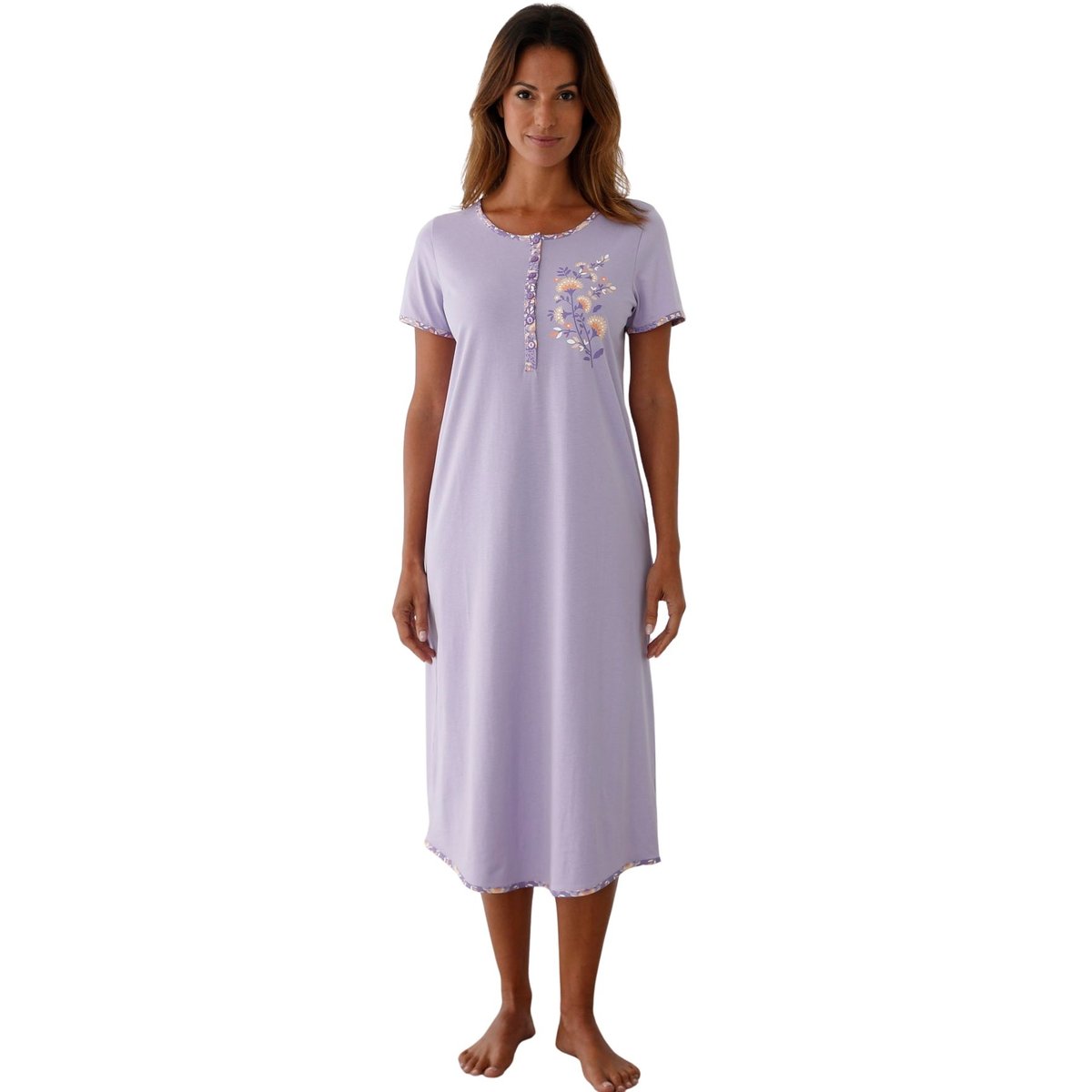 Chemise de nuit liquette longue imprimé parme, DAXON