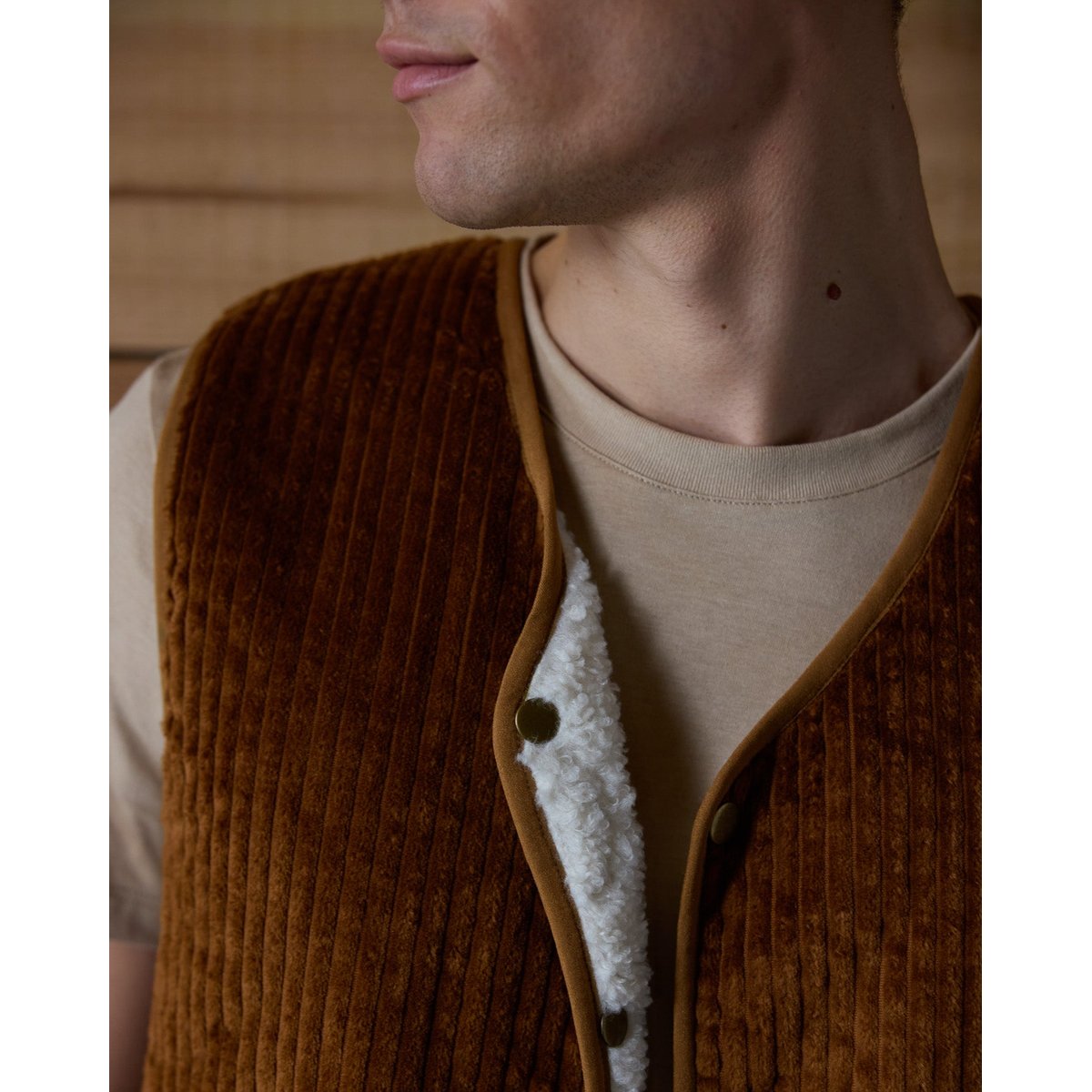 Gilet sans manches coton ESTEREL camel, FAGUO