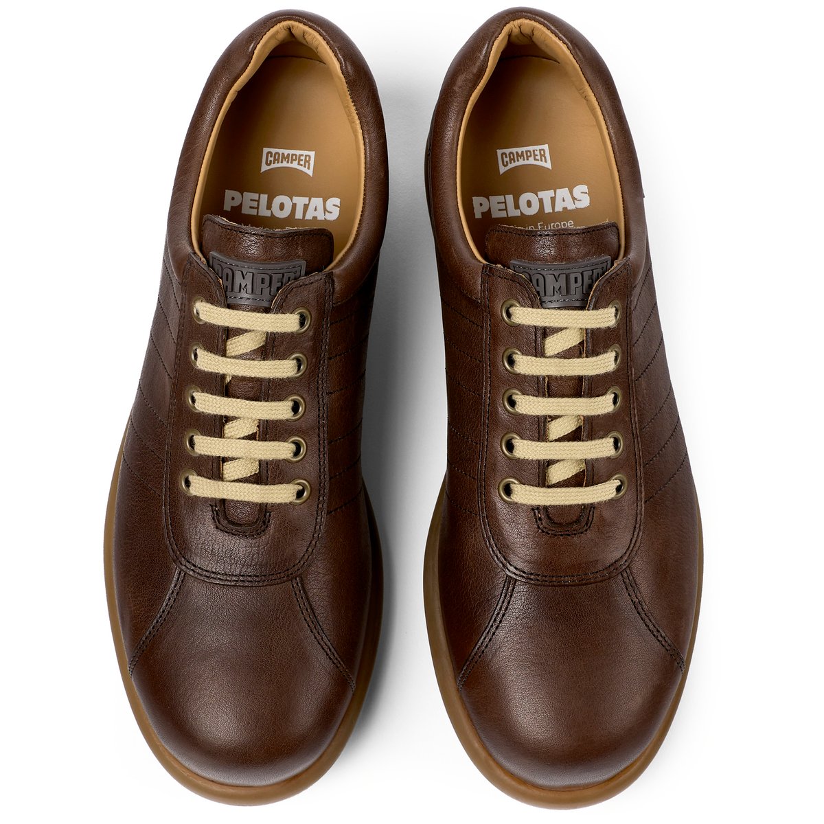 Baskets cuir Pelotas marron foncé, CAMPER