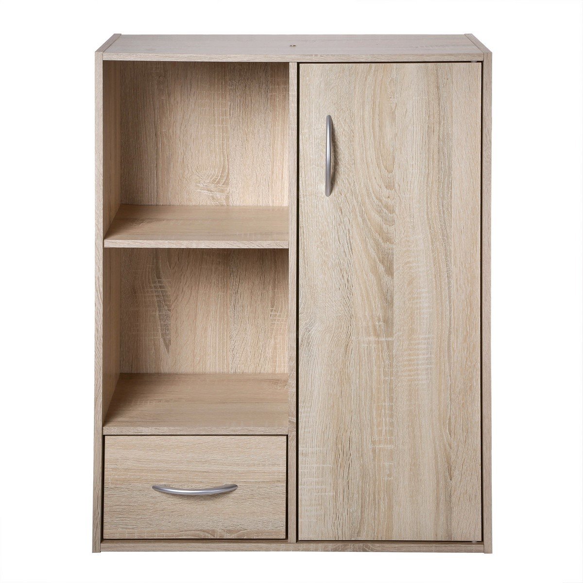 Etagère de rangement 2 casiers avec 1 tiroir et 1 placard - L61,5 cm bois clair, CALICOSY