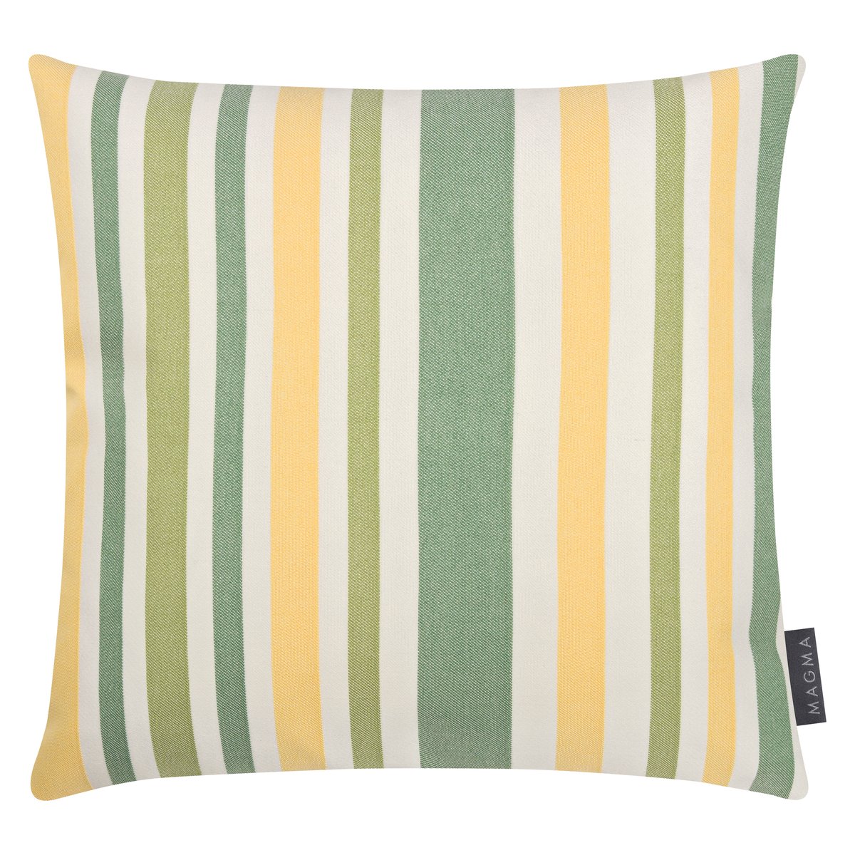 Lot de 2 housses de coussin rayées MARBELLA en Dralon jaune, vert et blanc, MAGMA HEIMTEX