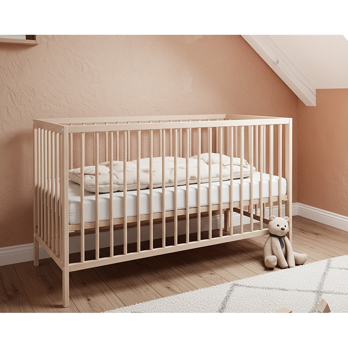 Lit bébé en bois SONA beige, JURABABY