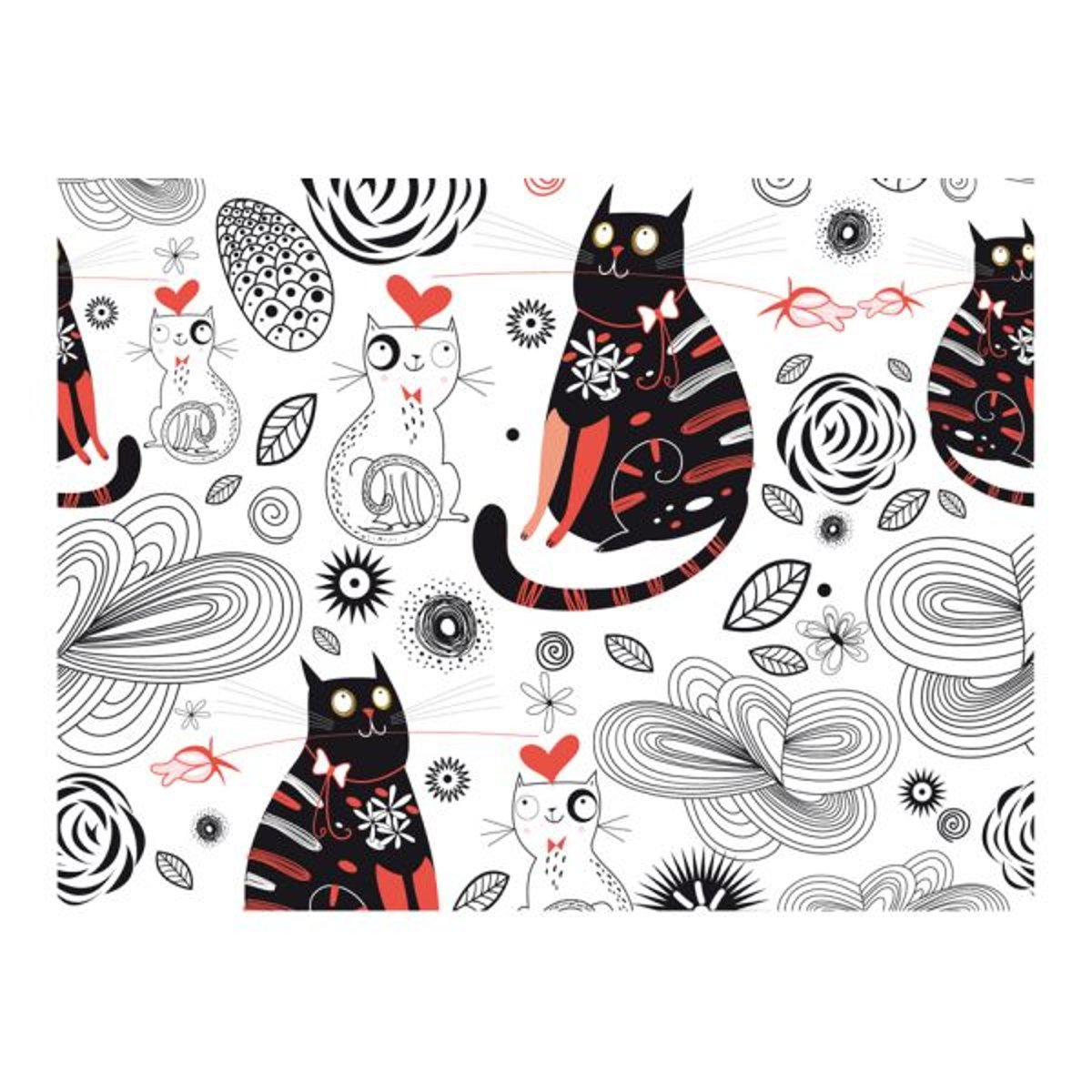 Papier peint intissé panoramique Pour enfants Chats amoureux rouge, EDEN