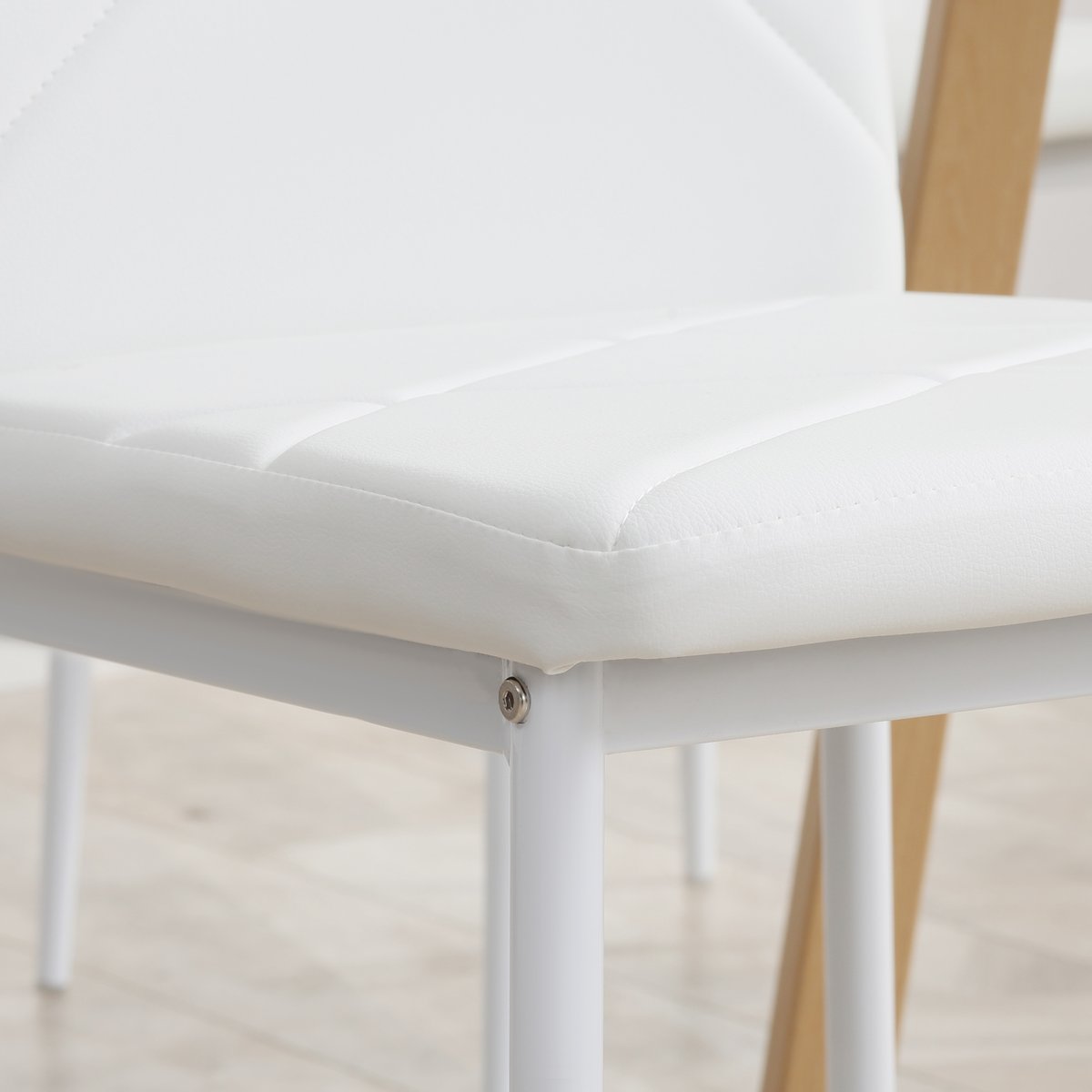 Chaise de salle à manger Revêtement blanc, HOMCOM