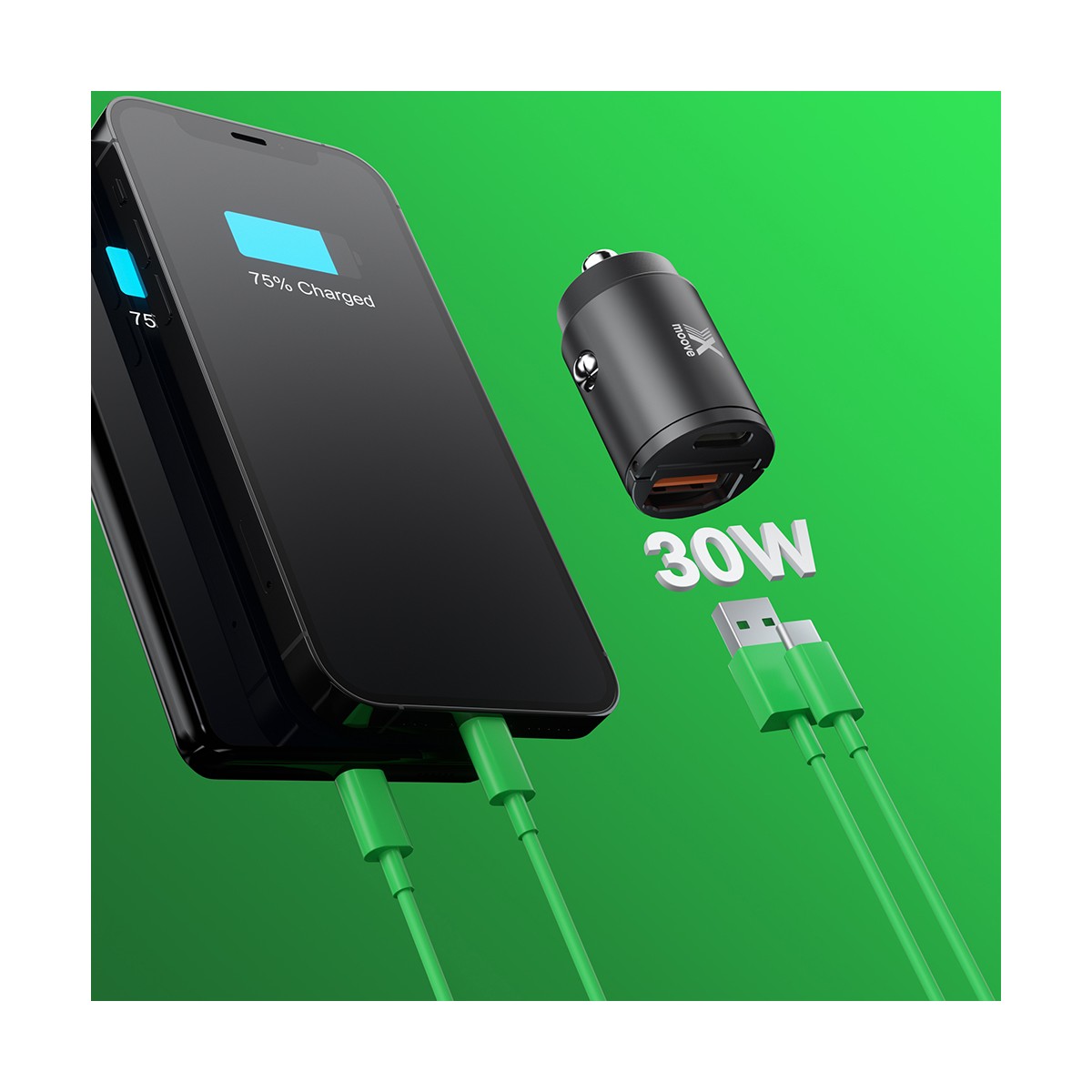 Chargeur allume-cigare compact 30 W POWERCAR noir, LIVOO