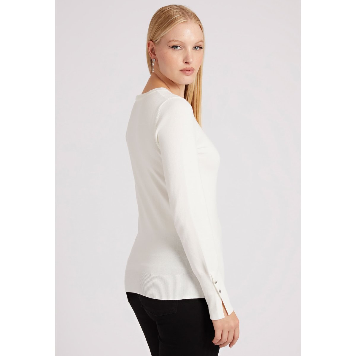 Pull Col En V blanc, GUESS