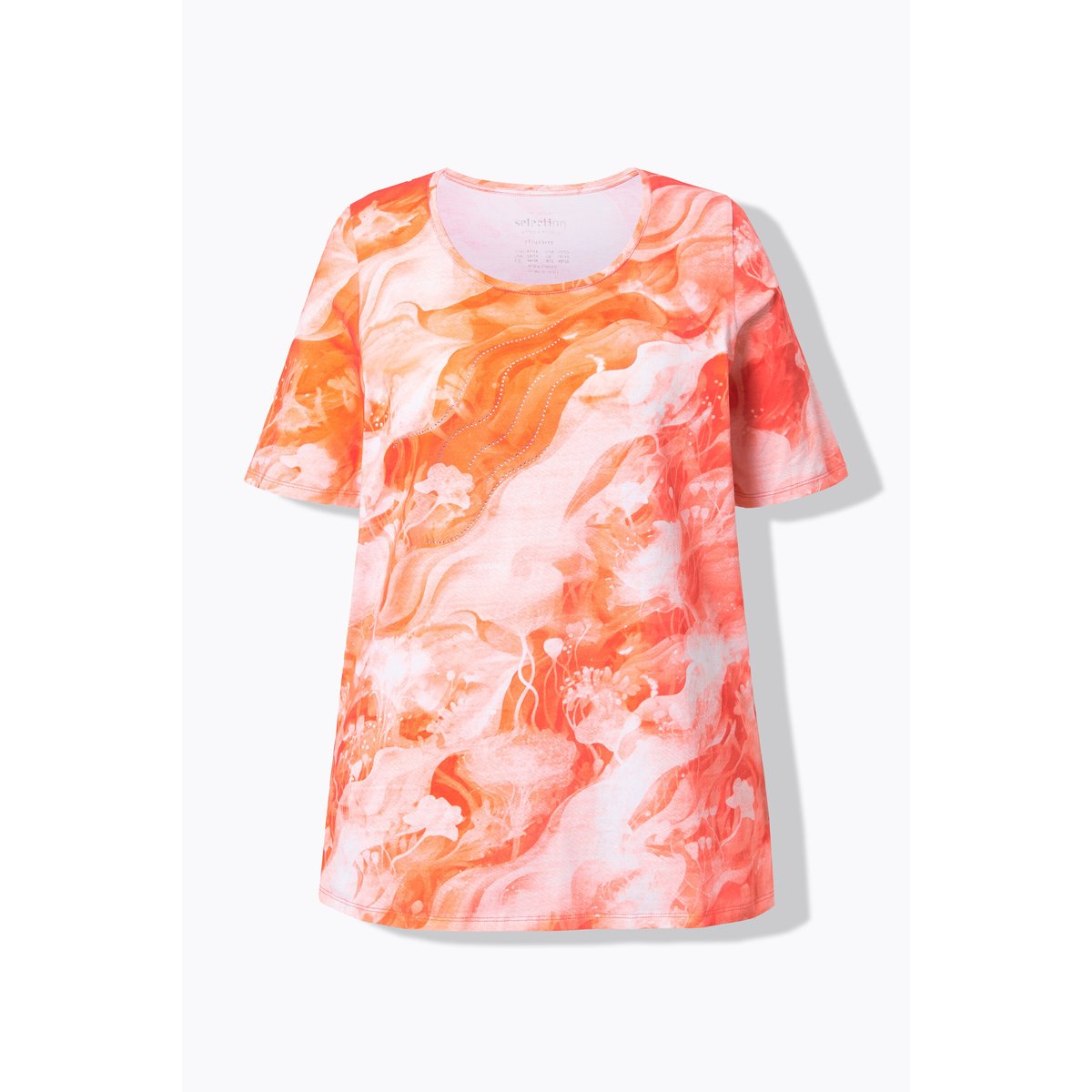 T-shirt en coton Pima mandarine, ULLA POPKEN