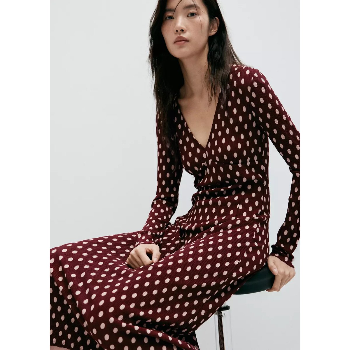 Robe pomelp grenat, MANGO