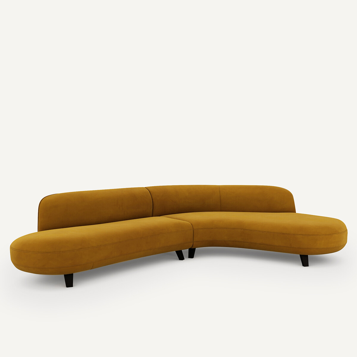 Fluwelen hoekbank, Rosebury, ontwerp Emmanuel Gallina mosterd, AM.PM X EMMANUEL GALLINA