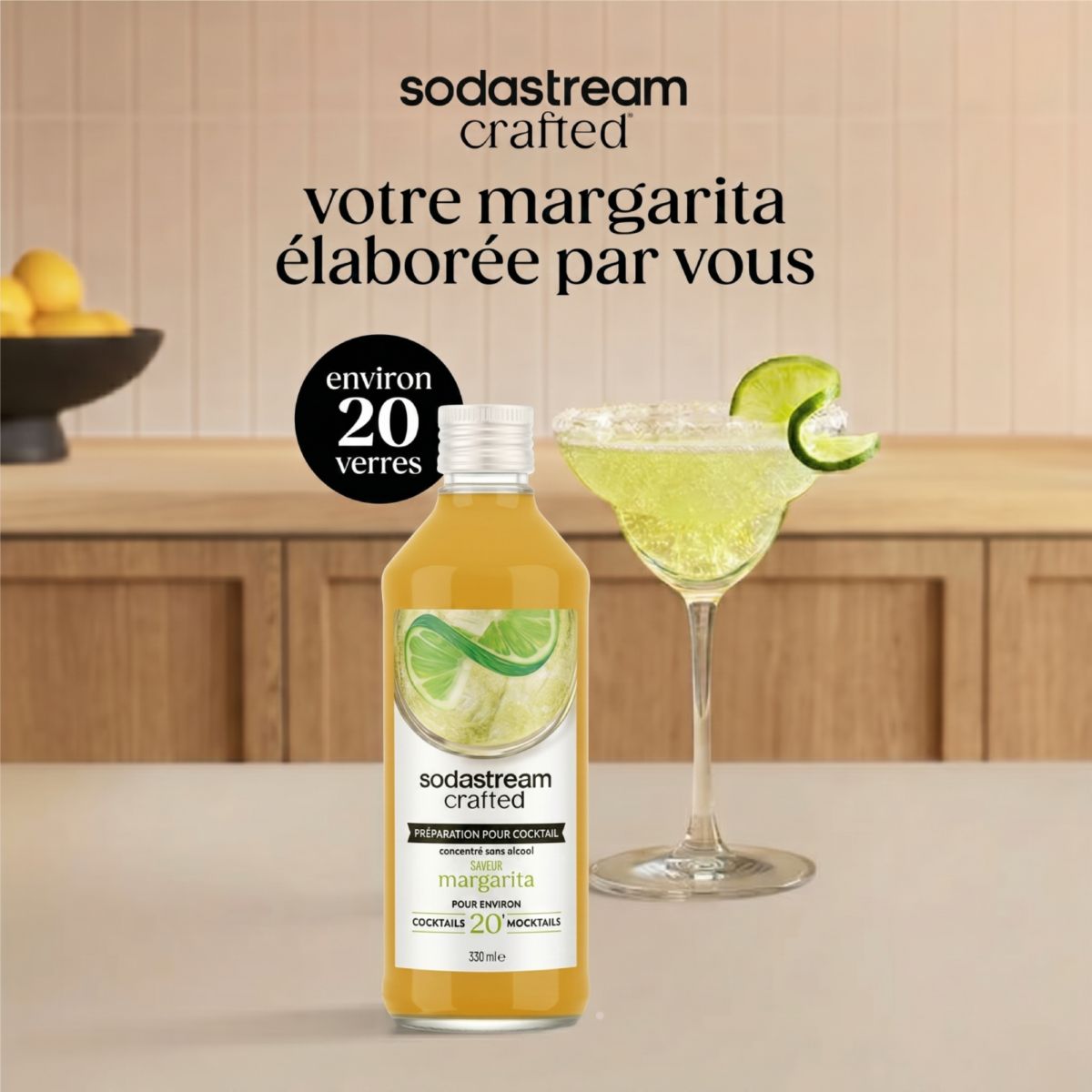 Concentré mixer saveur Margarita sans alcool 330mL couleur unique, SODASTREAM