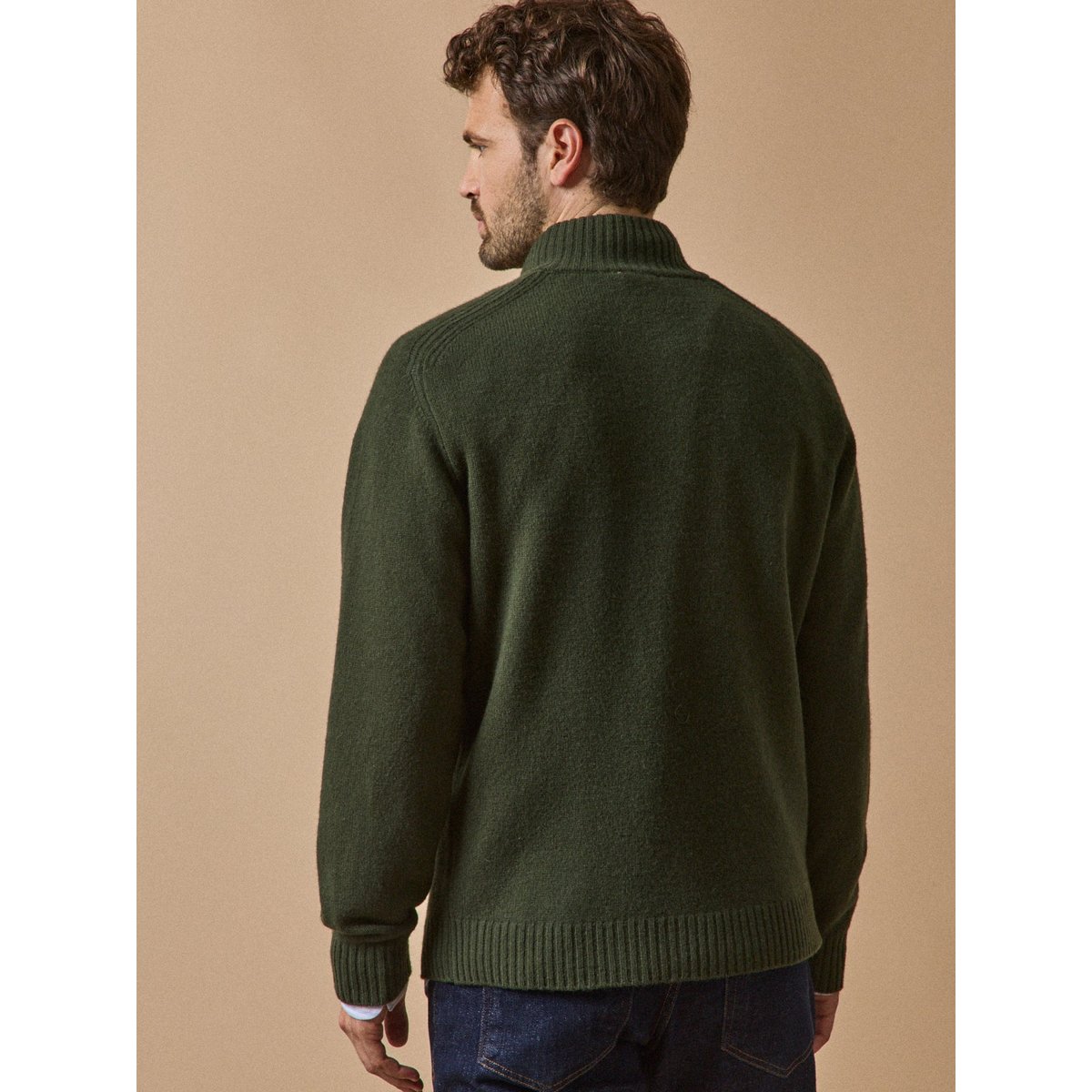 Pull col montant zippé kaki, CYRILLUS