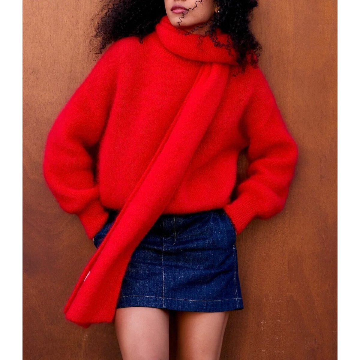 Sciarpa prevalentemente in mohair, Donna rosso, SURPRISE