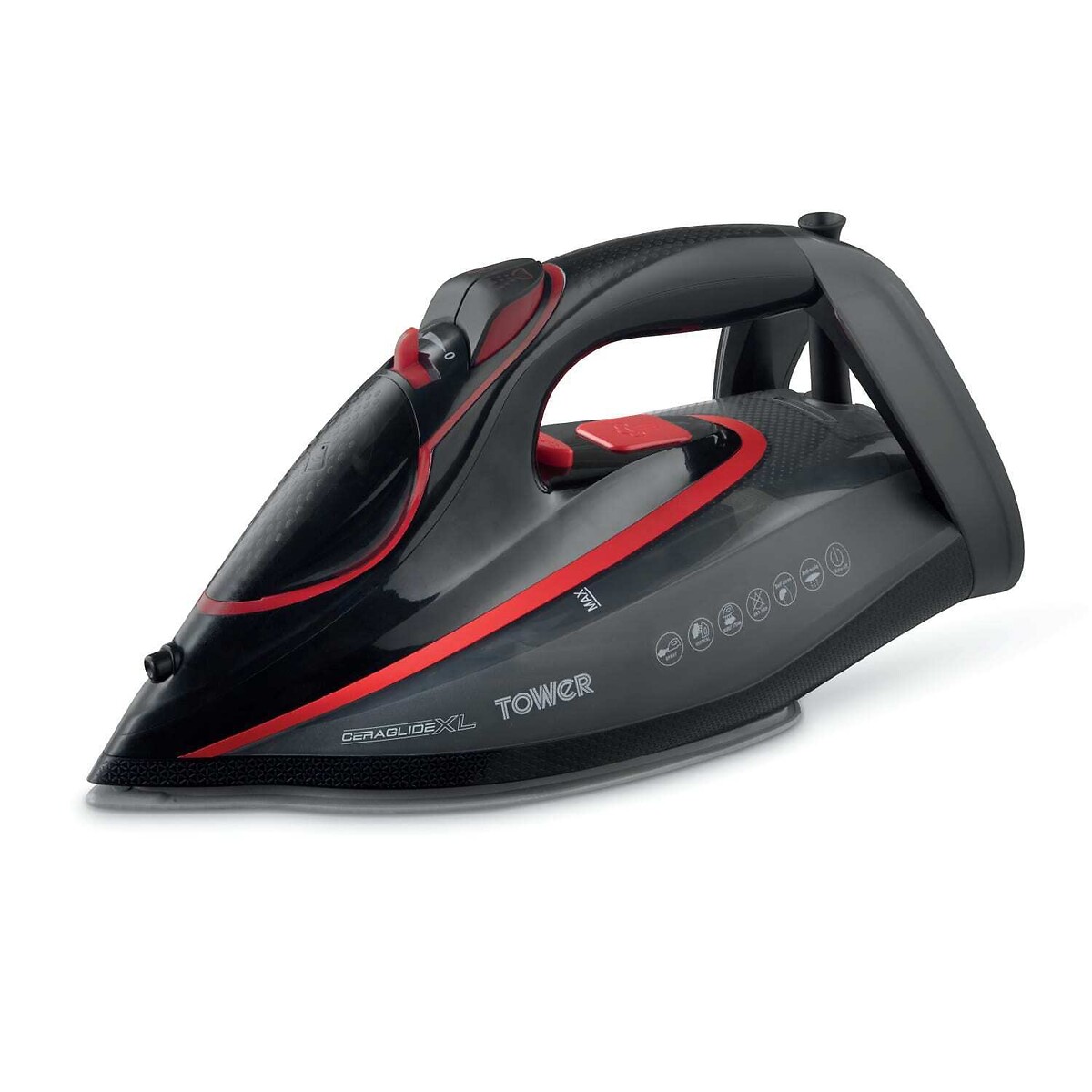 3100W Ceraglide One Temp Steam Iron - T22034 red, TOWER