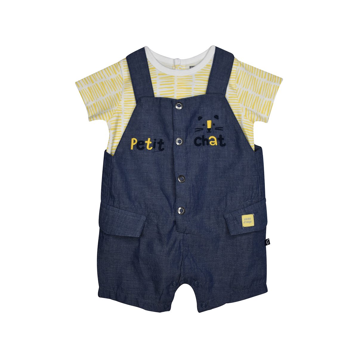 Tshirt salopette ludovic court bebe bleu, SUCRE D'ORGE