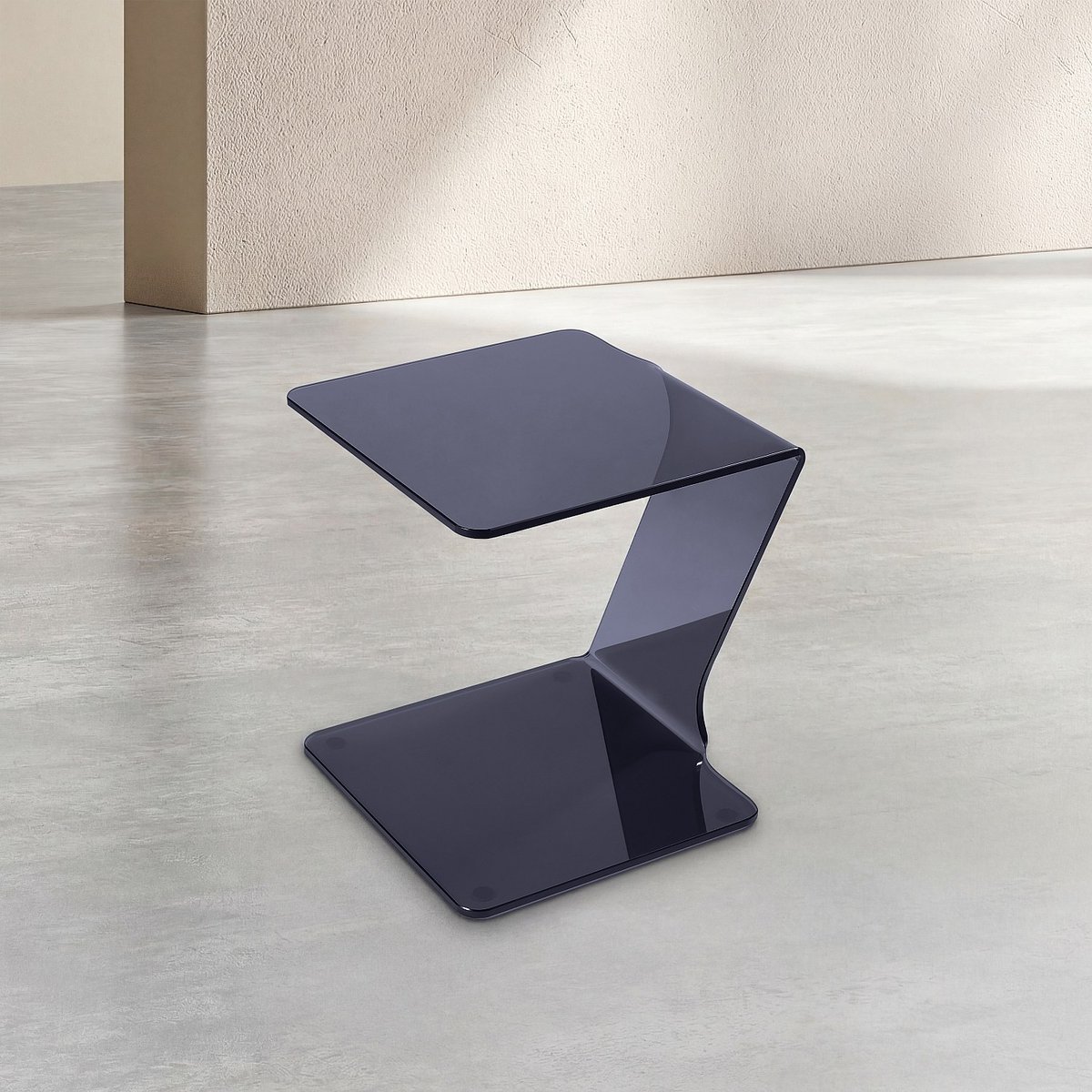 Table d'appoint verre CORNUDA gris, HABITAT