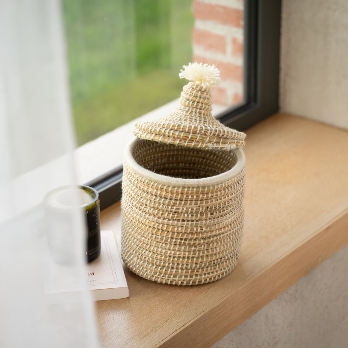 Panier avec couvercle laine - LOJI blanc, HOME MAISON