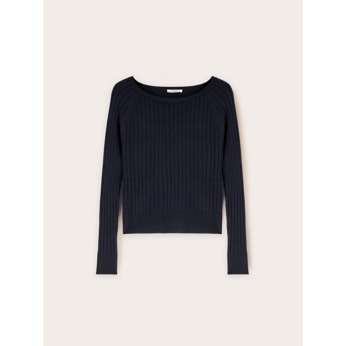 Pull côtelé viscose mélangée bleu, MOTIVI