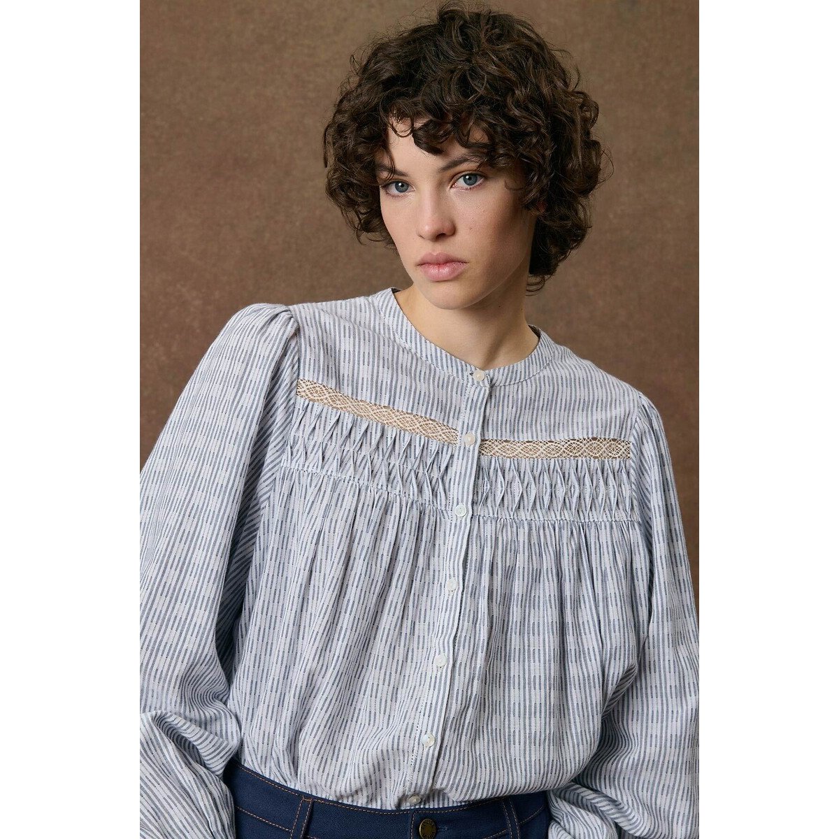 Blouse col rond rayée, JALLY rayé bleu/écru, LOUISE MISHA