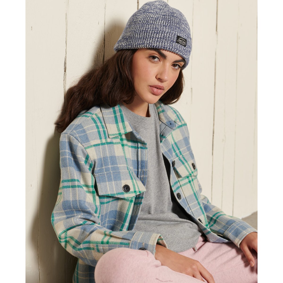 T-shirt col rond manches courtes gris chiné, SUPERDRY