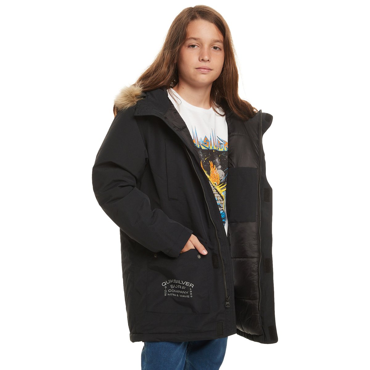 Parka longue GUM HEAVY noir black, QUIKSILVER