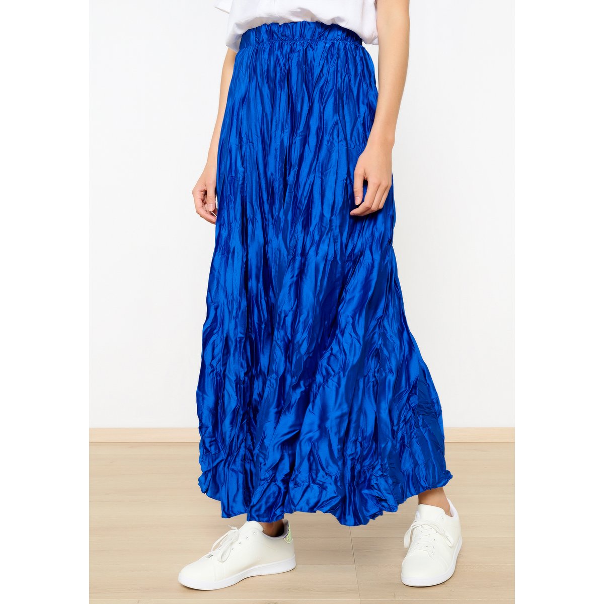 Jupe longue en satin bleu electrique, LOLALIZA