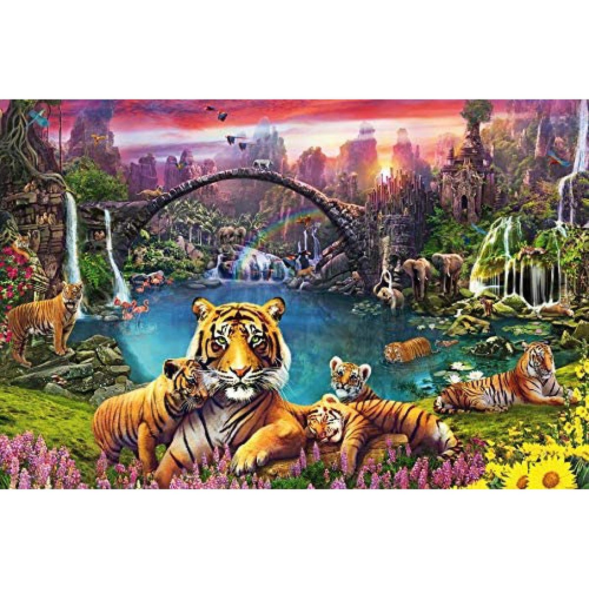 Puzzle 3000 pièces - Tigres au lagon couleur unique, RAVENSBURGER