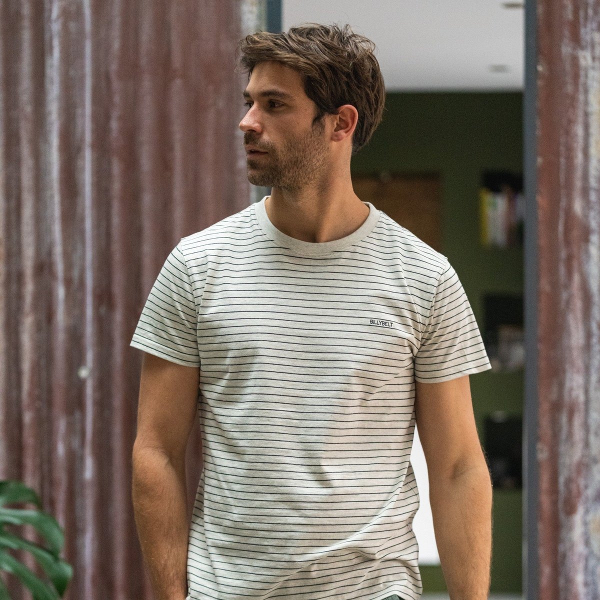 T-shirt 100% coton biologique AUTHENTIQUE beige et noir, BILLYBELT