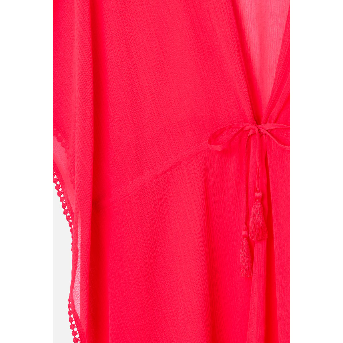 Caftan uni ou imprimé en voile rose fuchsia, DAMART