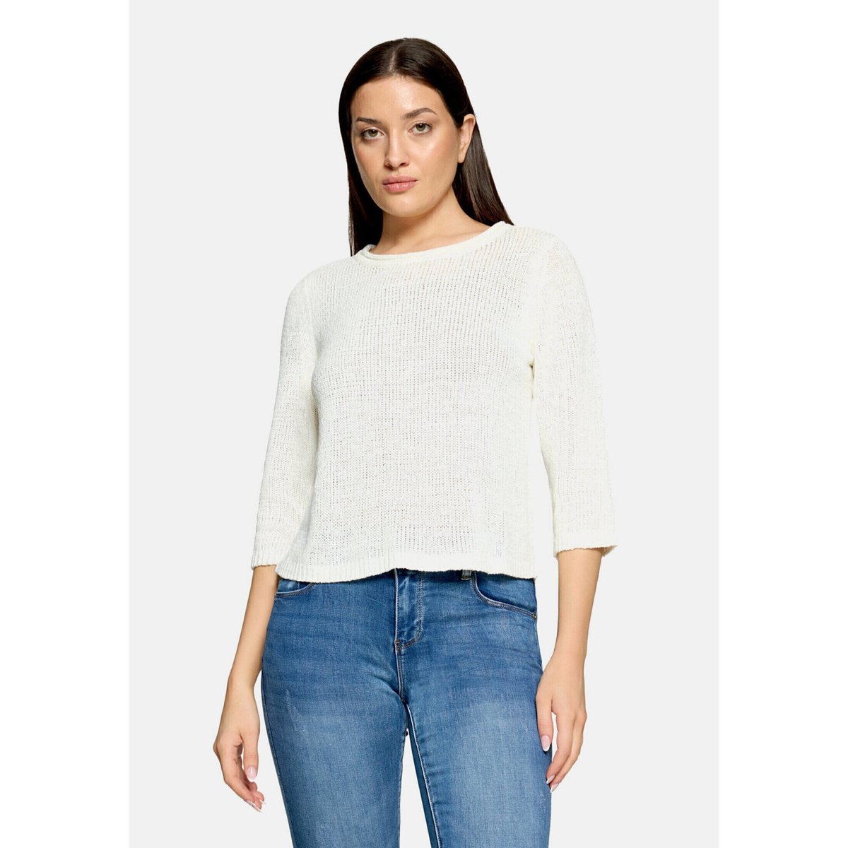 Pull-over en maille à manches 3/4 blanc, BETTY BARCLAY