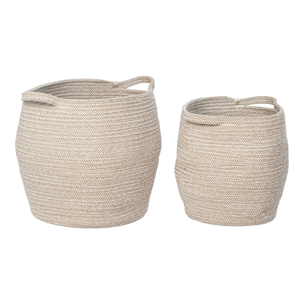 Panier de rangement en coton forme jarre avec poignées (lot de 2) beige, PIER IMPORT