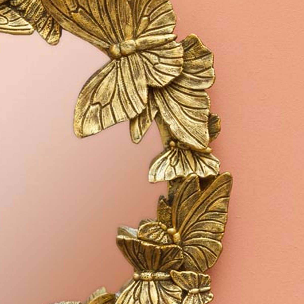 Miroir rond résine dorée papillons 29x29cm doré, WADIGA
