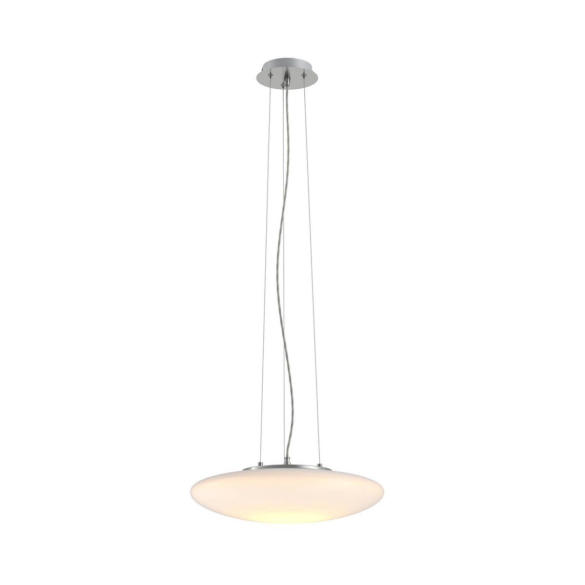 Suspension en verre moderneLED, Gunda blanc opale, chrome, nickel satiné, LINDBY