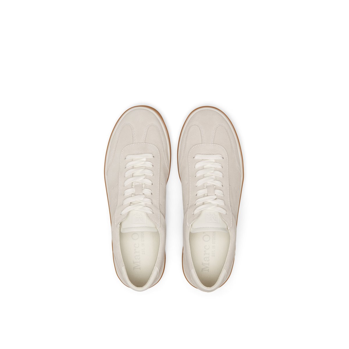 Baskets basses en cuir velours doux beige, MARC O'POLO