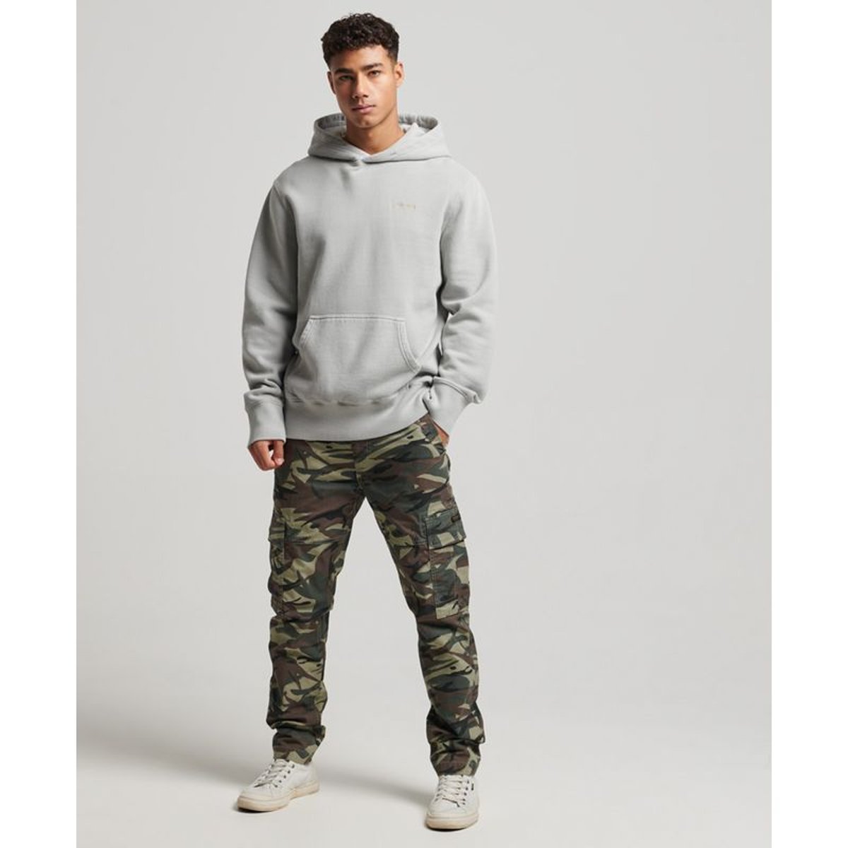 Sweat à capuche délavé Vintage taupe clair, SUPERDRY