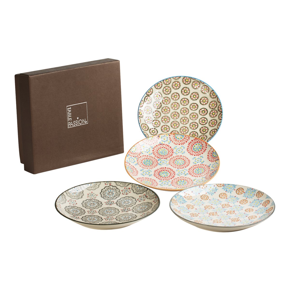 Coffret de 4 assiettes à dessert Bohème 20 cm multicolore, TABLE PASSION