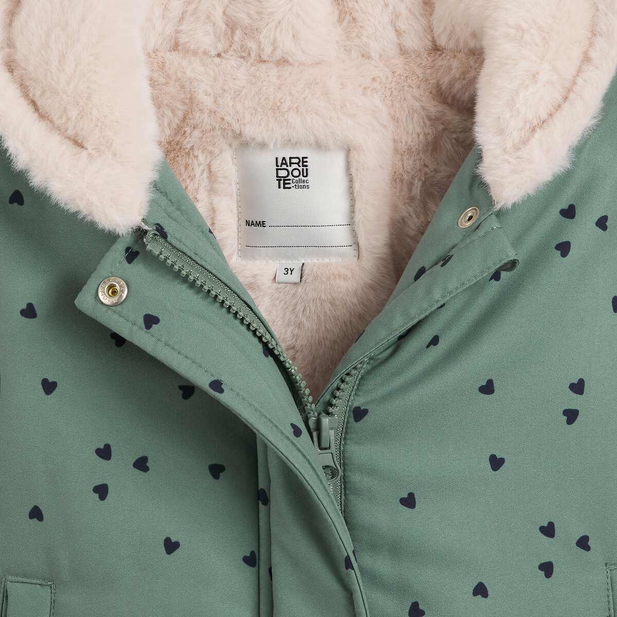 Parka chaude à capuche, doublée tissu duveteux kaki, LA REDOUTE COLLECTIONS