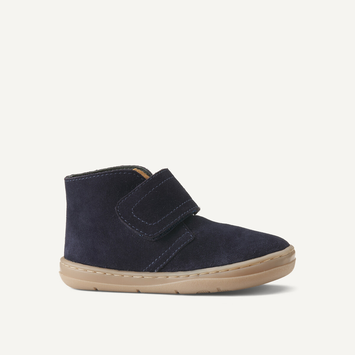 Chaussures à scratch en cuir bleu marine, LA REDOUTE COLLECTIONS