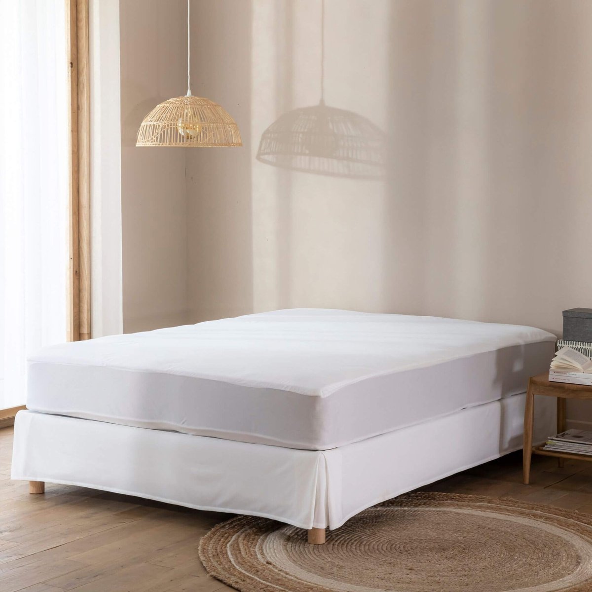 Pack protège matelas et protège oreillers bouclette imperméable - SERENITE blanc, TERRE DE NUIT