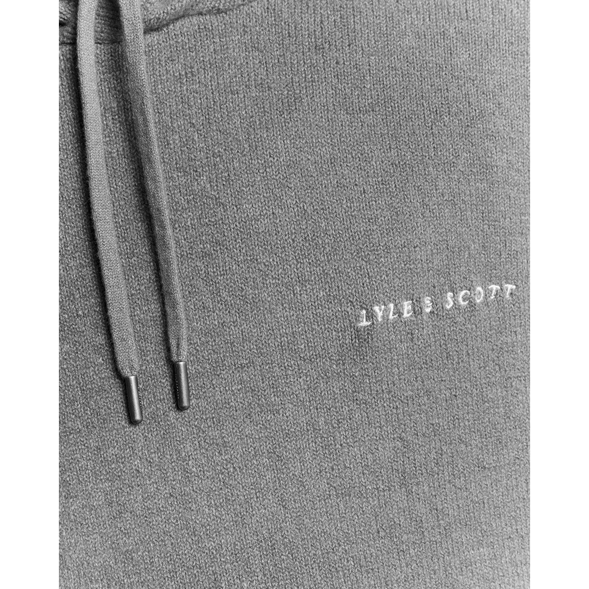 Sweat à capuche en maille gris moyen chiné, LYLE & SCOTT