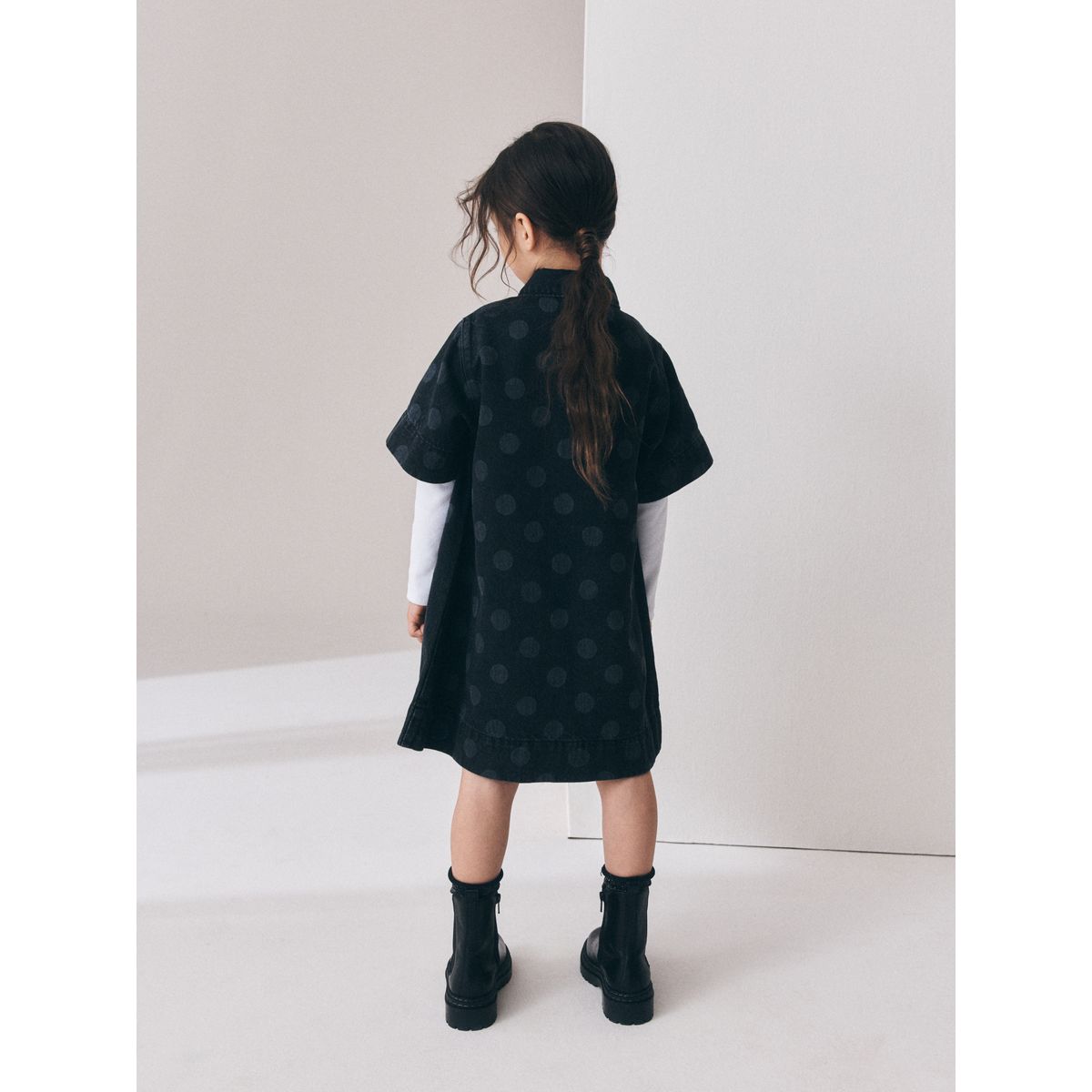 Robe droite en denim à pois noir, NEXT