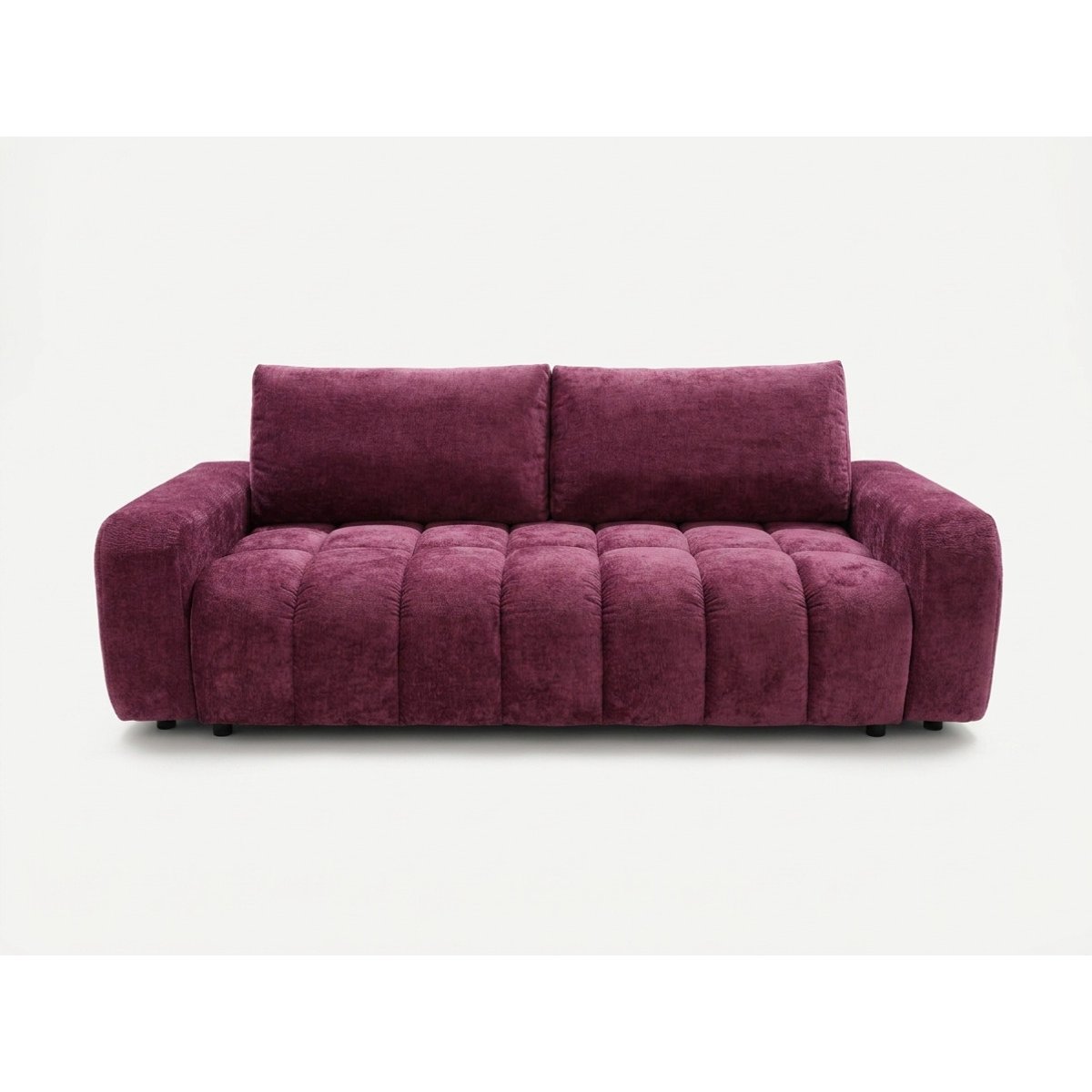 Canapé droit convertible 3 places en tissu lisse, JULES rouge, BOBOCHIC
