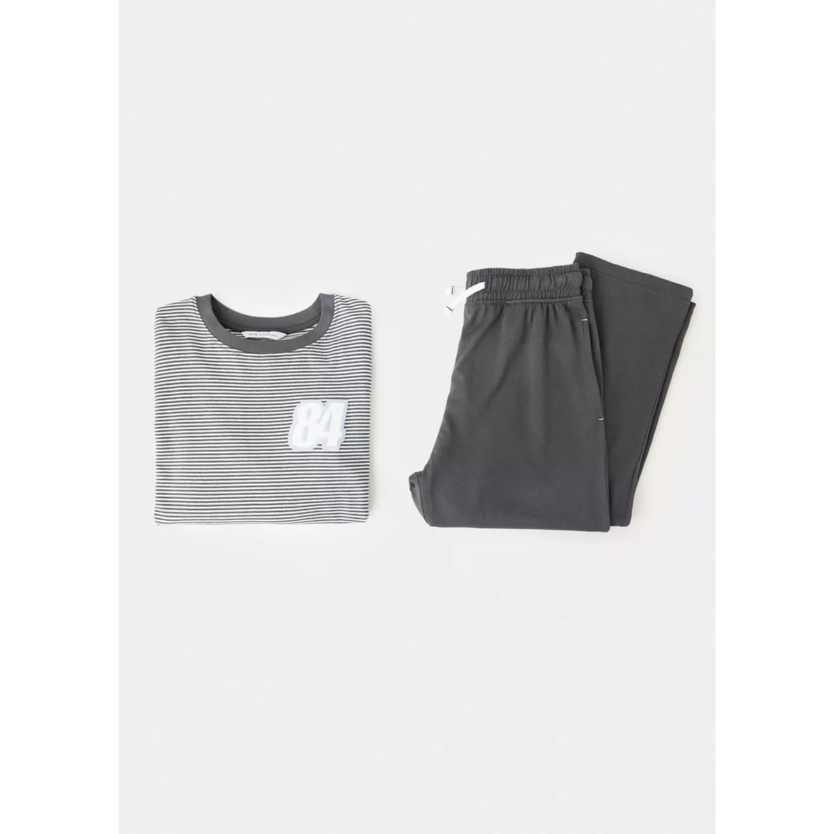 Pyjama long à rayures imprimé gris anthracite, MANGO KIDS