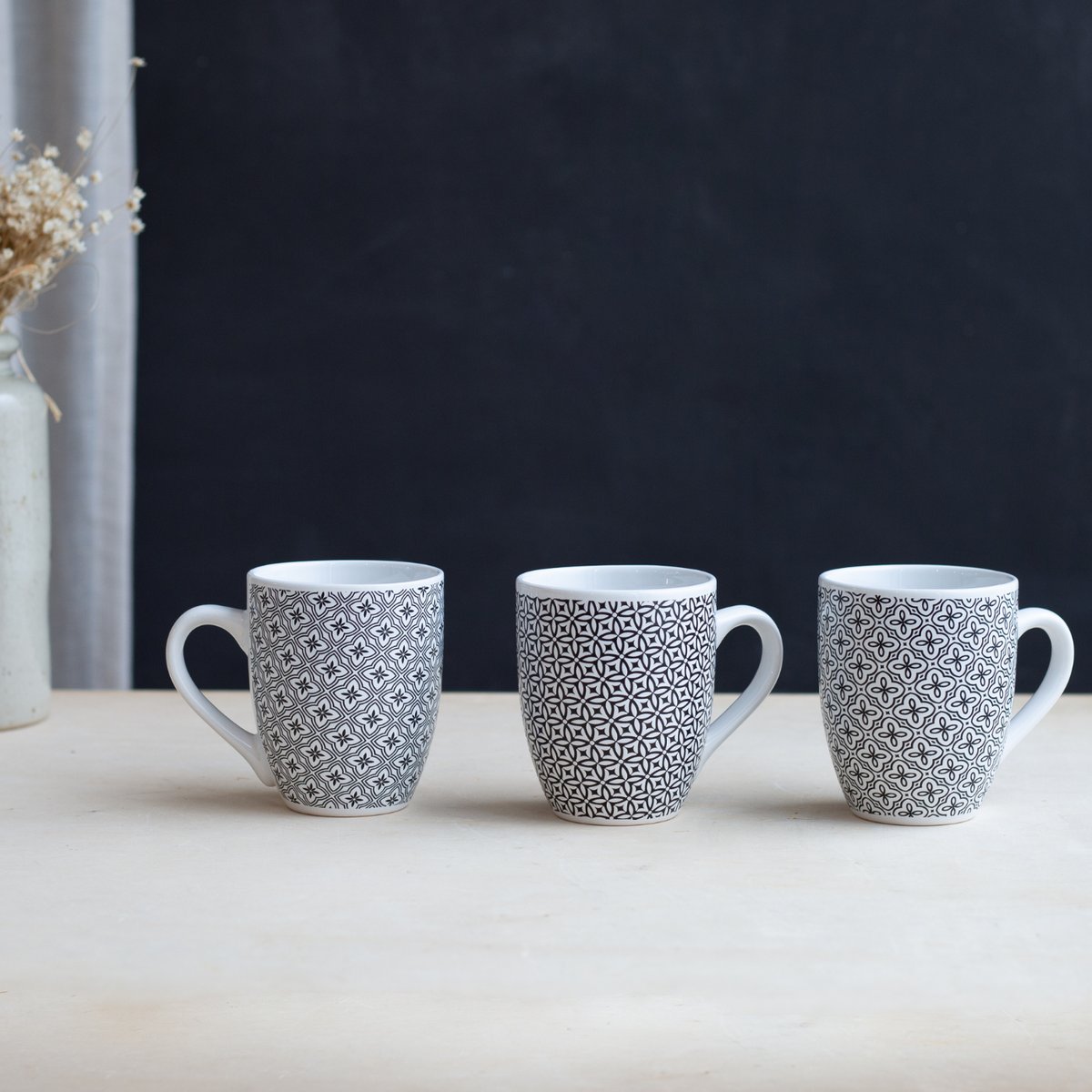 Lot de 6 mugs, VILLA LES PINS noir, ARTIME