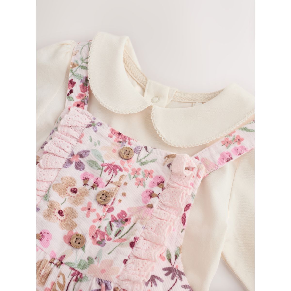 Ensemble bébé avec salopette en velours, 2 p rose, NEXT
