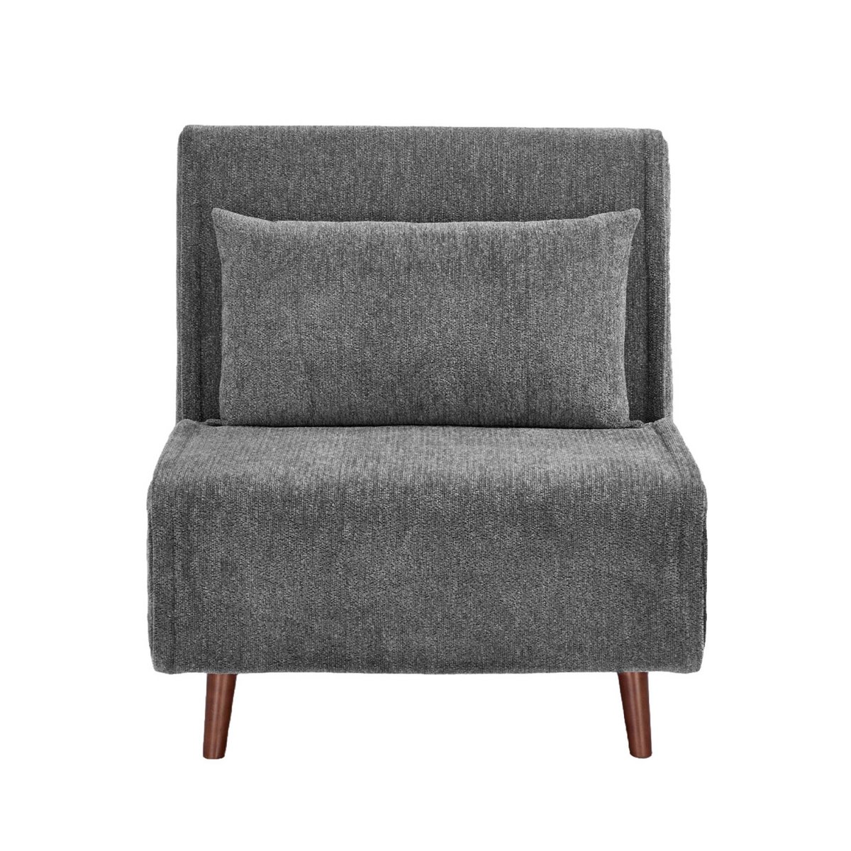 Chauffeuse convertible tissu chenille piètement bois 1 place GUEST gris, SWEEEK