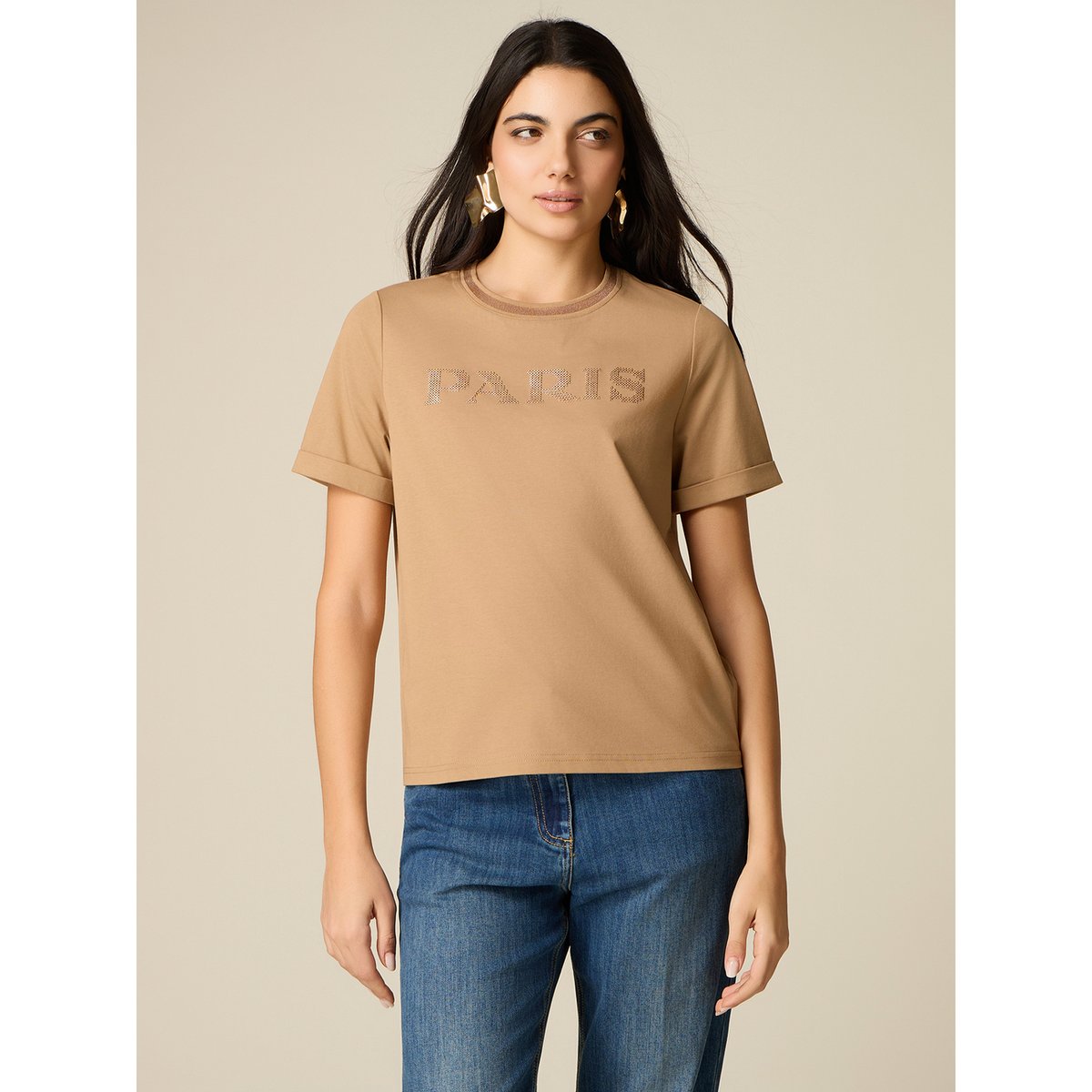 T-shirt avec broderie lettrage. bleu, OLTRE