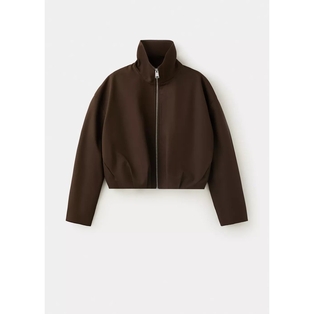 Veste oversize col cheminée chocolat, MANGO