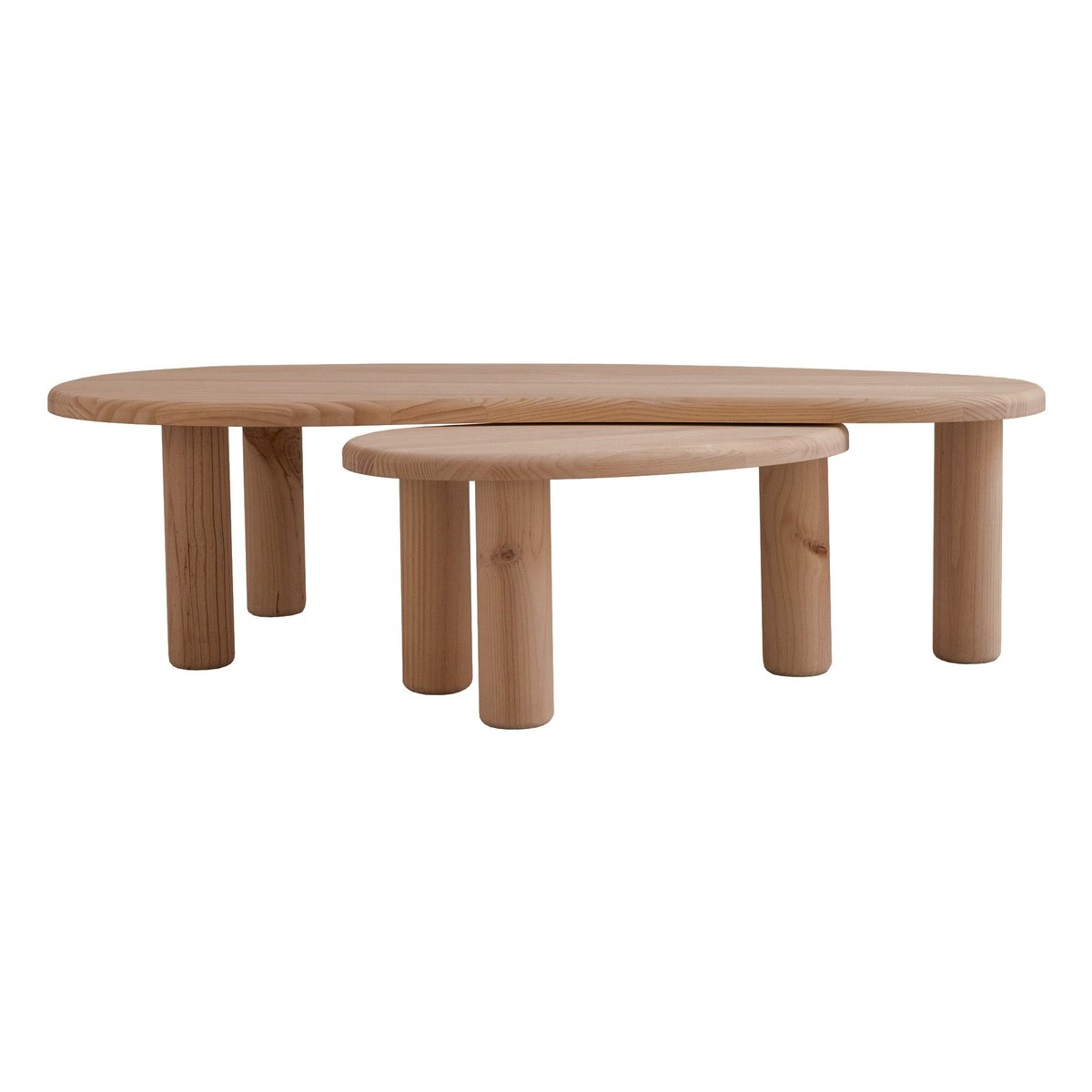 Lot de 2 tables verni couleur chêne TRAMADIU ET TUNA bois clair, NAAN FURNITURE