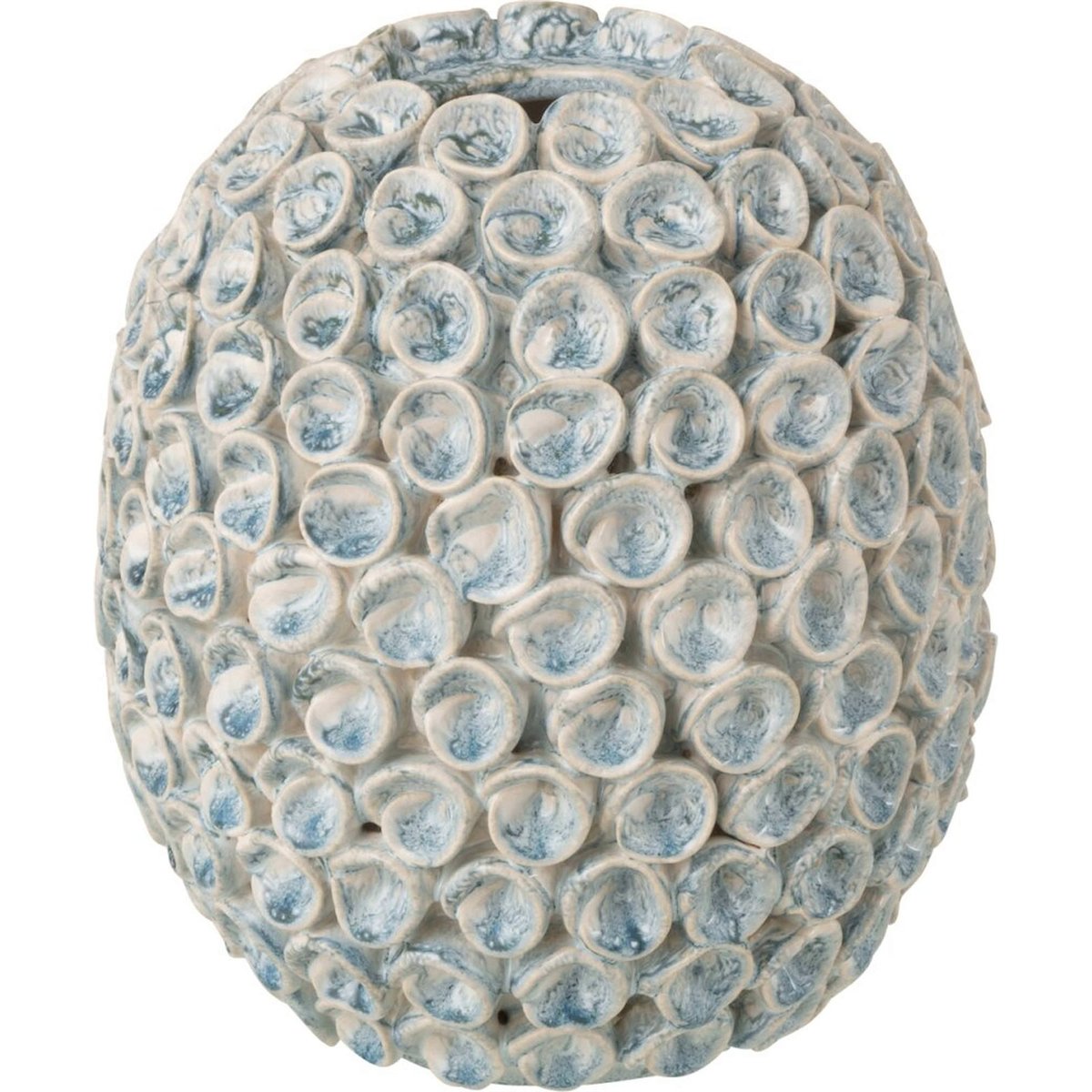 Vase en poterie relief coquillage bleu clair, RECOLLECTION